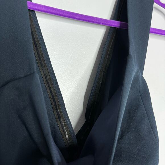 Dessy Collection Style #2987 Off Shoulder Crepe Bridesmaid Maxi Dress Navy Blue - Picture 10 of 12